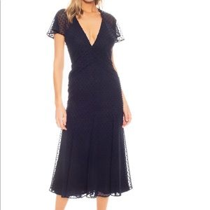 NWT KATIE MAY Flutter Sleeve Dot Chiffon Dress